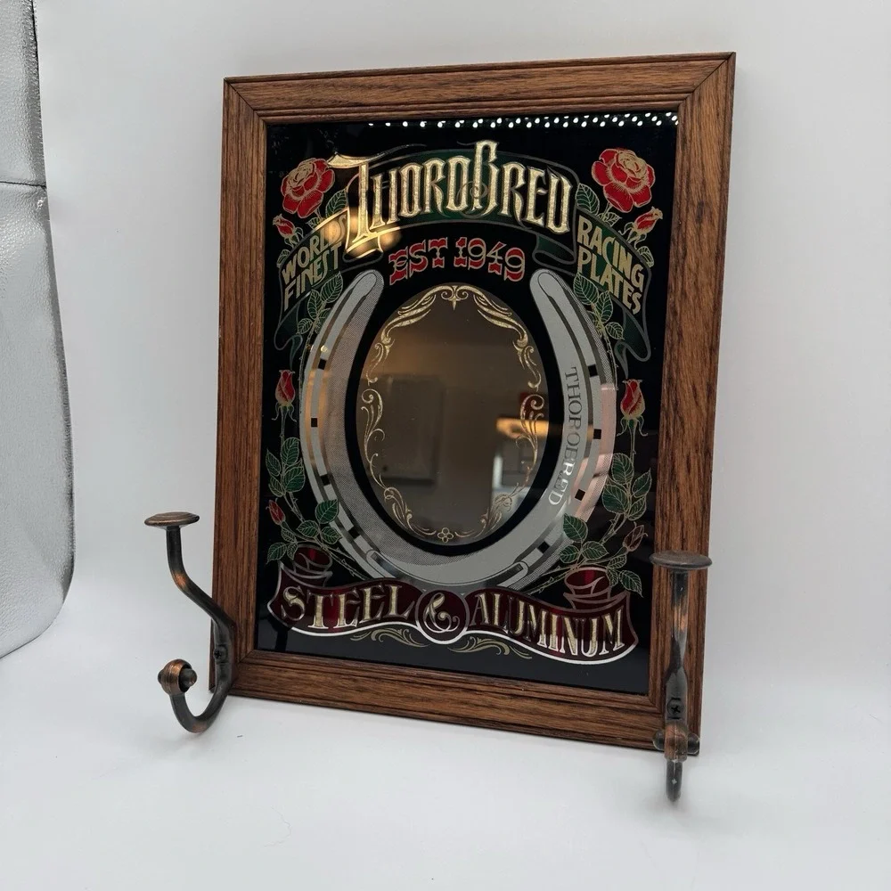 Rare Thorobred Racing Plates Steel & Aluminum Mirror Sign Hensley 14x11
